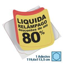 Adesivo para Vitrine Vinil Quadrado com Cantos Arredondados 119,6x113,5cm