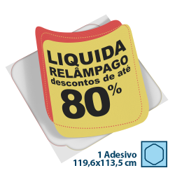 Adesivo para Vitrine Vinil Quadrado com Cantos Arredondados 119,6x113,5cm