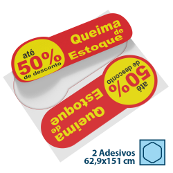 Adesivo para Vitrine Vinil 2x Queima de Estoque 62,9x151cm