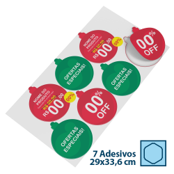 Adesivo para Vitrine Vinil Kit com 5x Círculos de Natal 29x33,6cm e 2x Círculos de Natal 31,5x34,6cm