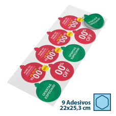Adesivo para Vitrine Vinil Kit com 4x Círculos de Natal 23,8x26cm e 5x Círculos de Natal 22x25,3cm