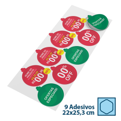 Adesivo para Vitrine Vinil Kit com 4x Círculos de Natal 23,8x26cm e 5x Círculos de Natal 22x25,3cm