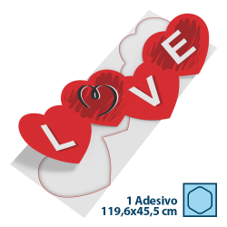 Adesivo para Vitrine Vinil Love 119,6x45,5cm