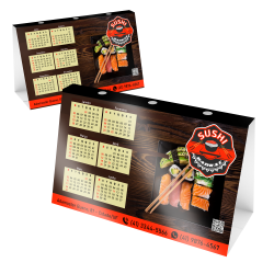 Calendário de Mesa 2024 com Porta Canetas Supremo 300g Verniz Total Frente 14x25cm