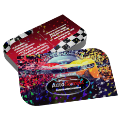 Cartão de Visita com 2 Cantos Arredondados Couchê 300g Laminação Holográfica 9x5cm
