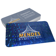 Cartão de Visita com 2 Cantos Arredondados Couchê 300g Laminação Holográfica 9x5cm