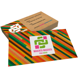 Cartão de Visita Kraft 240g com Tinta Branca Sem Verniz 9x5cm
